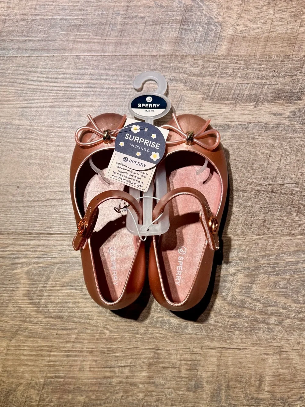 Sperry Rose Gold Mary Jane Ballet Flats with Bow